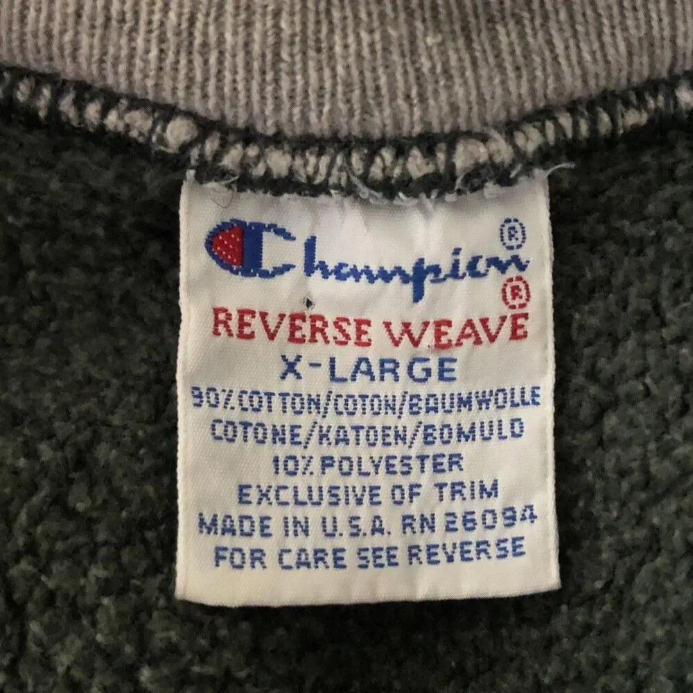 VTG Champion Reverse Weave Sweatshirt Mens Sz XL Crewneck Green Gold Embroidered